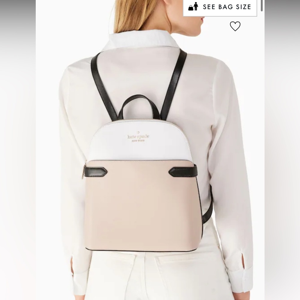 🆕 Kate Spade Staci Dome Medium Backpack Warm Beige Multi Bag - Picture 2 of 13